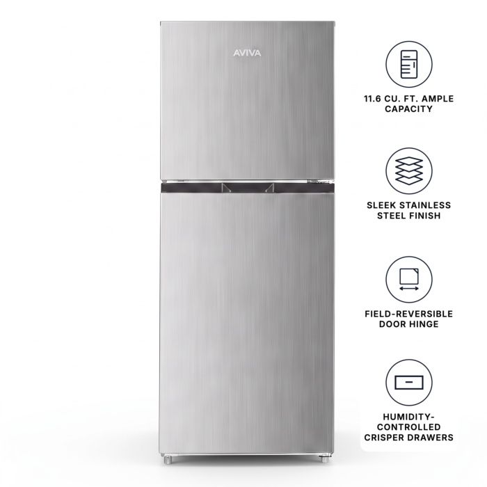 Refrigerator AVIVA ARTM116SB Dark Gray  Capacity 11.6 cubic feet Top Freezer   width 24 inches