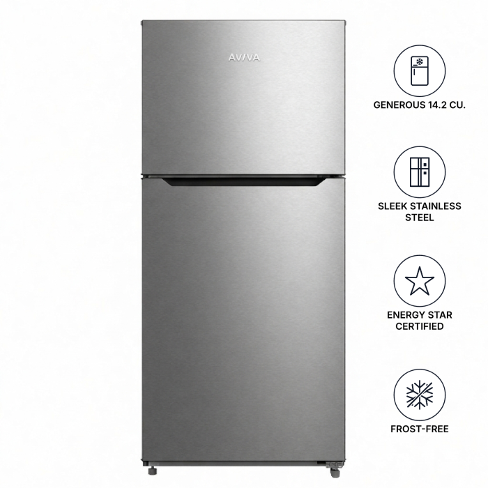 Refrigerator AVIVA ARTM142SB Stainless  Capacity 14.2 cubic feet Top Freezer   width 28 inches