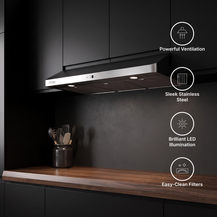 36 In. Under Cabinet Hood  600 Cubic feet per minute AVIVA AVA-366RS2 Stainless Steel  Under Cabinet  600 cubic feet per minute
