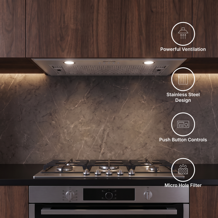 22 In. Under Cabinet Hood  200 Cubic feet per minute AVIVA AVP222PSB Stainless Steel  Under Cabinet Mount  200 cubic feet per minute
