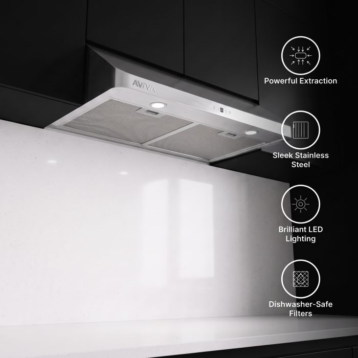 36 In. Under Cabinet Hood  900 Cubic feet per minute AVIVA AVV-369S2 Stainless  Under Cabinet  900 cubic feet per minute
