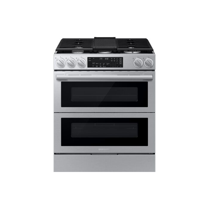 30 In. Gas Range Samsung NSG90H60DRAA  Stainless Steel  5 Burners     Capacity 6 cubic feet  18,000 Watts  Width 30 inches