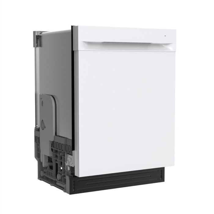 23.62 In. 54 dB Dishwasher GE UDT610HSZWW width 24 inches  54 Decibels  4 cycles  Built-in