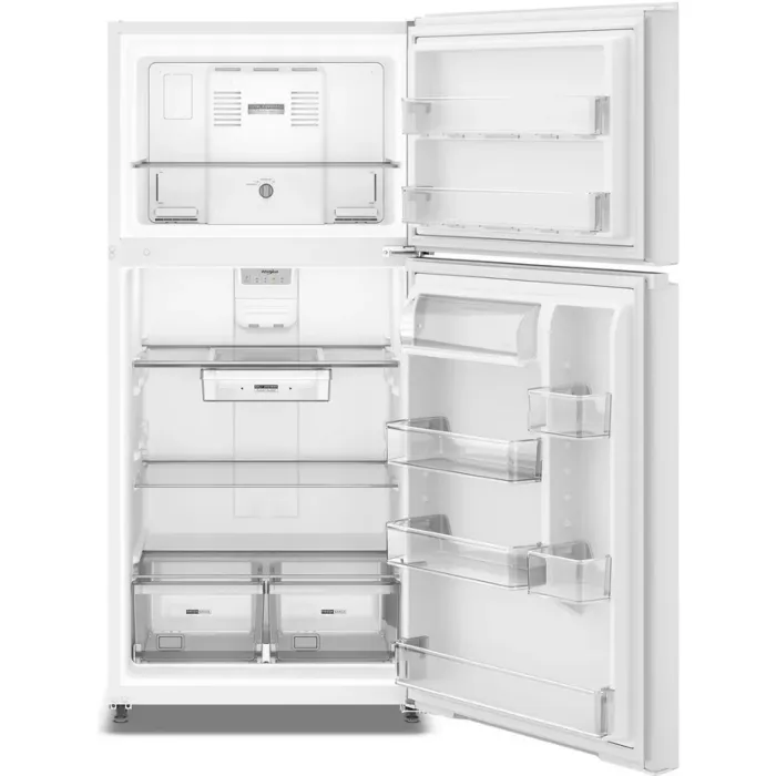 Whirlpool WRTX4418TW white top freezer refrigerator, doors open