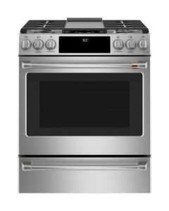Cuisini&egrave;re au Gaz de 30 po. GE Caf&eacute; 5.7 pi.cu avec 6 br&ucirc;leurs en Inox CC2S900P2MS1  Inox 6 bruleurs     Capacit&eacute; 5.7 pieds cubes   largeur 30 pouces
