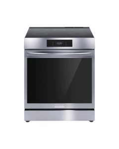 Front control induction range with total convection, 30 in, 5 heating zones, stainless steel, Frigidaire Gallery GCFI306CBF  Stainless  5 Burners     Capacity 6.2 cubic feet  2500 W Watts  Width 30 inches
