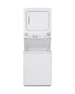 Centre de buanderie GE, laveuse de 4,4 pi cu. et s&eacute;cheuse de 5,9 pi cu. GUD27ESMMWW Capacit&eacute; 4.4 pieds cubes  cycle nettoyage 9 + 4    syst&egrave;me s&eacute;chage Ventil&eacute; avec chaleur  largeur 27 pouces