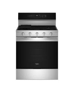 Gas range 30 in. freestanding, with 5 sealed burners, stainless steel, Whirlpool&reg; WFGS7530RZ  Stainless  5 Burners     Capacity 5.3 cubic feet   Width 30 inches