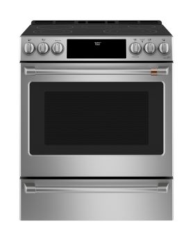Cuisinière 30 Po. Vitrocéramique GE Café CCES700P2MS1  Inox 5 bruleurs     Capacité 5.7 pieds cubes 2850 Watts  largeur 30 pouces
