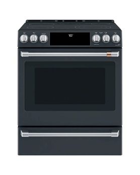 Cuisinière électrique 30 po encastrée, 5 brûleurs radiants, noir, Cafe™ CCES700P3MD1  Noir 5 bruleurs     Capacité 5.6 pieds cubes 2850W Watts  largeur 30 pouces
