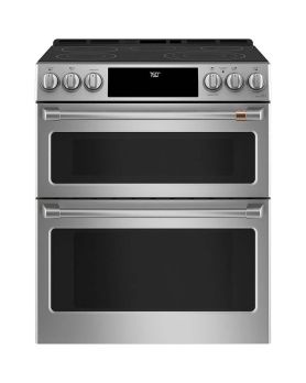 Electric range 30 in. slide-in, with 5 radiant burners, stainless steel, Cafe™ CCES750P2MS1  Stainless  5 Burners     Capacity 2.4 cubic feet  2650W Watts  Width 30 inches