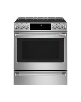 Cuisinière 30 Po. Induction GE Café CCHS900P2MS1  Inox 5 bruleurs     Capacité 5.7 pieds cubes 2850 Watts  largeur 30 pouces