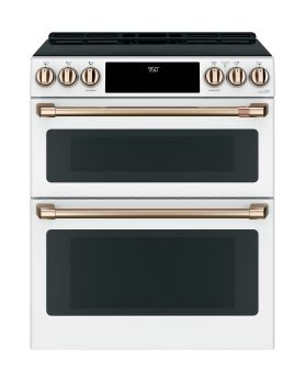 Cuisinière 30 Po. Induction GE Café CCHS950P4MW2  Blanc 5 bruleurs     Capacité 2.7 pieds cubes 2850 Watts  largeur 30 pouces