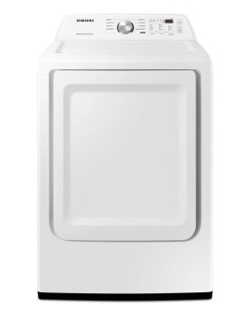Sécheuse Électrique 7.2 cu.ft. Samsung DVE45T3200W   Capacité  7.2 pieds cubes  Cycles 8   Autoportant   Système de séchage Ventilé  présenté par les Spécialistes de l'électroménager