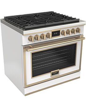 36 In. Gas Range Fulgor Milano F4EDF366BR1-WH