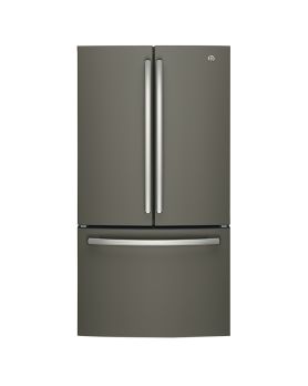 GE Fridge GNE27JMMES in Slate color showcased by Corbeil Appliances
