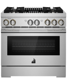 Cuisinière au Gaz de 36 po. Jenn-Air 5.1 pi.cu avec 4 brûleurs en Inox JDRP636HL  Inox 4 bruleurs     Capacité 5.1 pieds cubes 3000 Watts  largeur 36 pouces