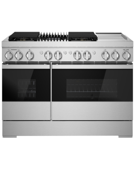 Cuisinière au Gaz de 48 po. Jenn-Air 4.1 pi.cu avec 5 brûleurs en Inox Noir JDRP748HM  Inox 5 bruleurs     Capacité 4.1 pieds cubes 3000 Watts  largeur 48 pouces