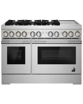 Cuisinière au Gaz de 48 po. Jenn-Air 4.1 pi.cu avec 6 brûleurs en Inox JDSP548HL  Inox 6 bruleurs     Capacité 4.1 pieds cubes 3000 Watts  largeur 48 pouces