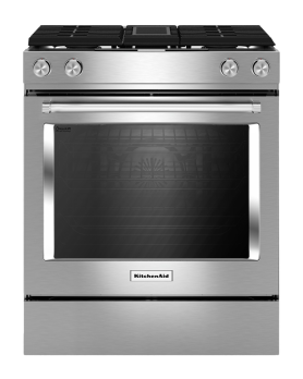 Cuisinière au Gaz de 30 po. KitchenAid 6.4 pi.cu avec 4 brûleurs en Inox KSDG950ESS  Inox 4 bruleurs     Capacité 6.4 pieds cubes 3600 Watts  largeur 30 pouces