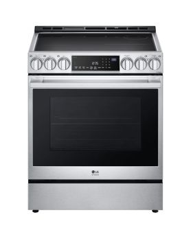 30 in. Induction LG Range 6.3 cu.ft with 5 burners in Stainless LSIS6338F  Stainless  5 Burners     Capacity 6.3 cubic feet  2500W Watts  Width 30 inches