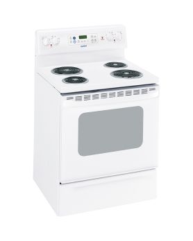 Cuisinière Spirale de 30 po. Moffat 5 pi.cu avec 4 brûleurs en Blanc MCB757DMWW  Blanc 4 bruleurs     Capacité 5 pieds cubes   largeur 30 pouces