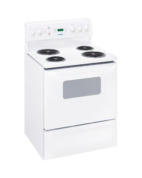 Cuisinière Spirale de 30 po. Moffat 5 pi.cu avec 4 brûleurs en Blanc MCBS525DNWW  Blanc 4 bruleurs     Capacité 5 pieds cubes 2585 Watts  largeur 30 pouces