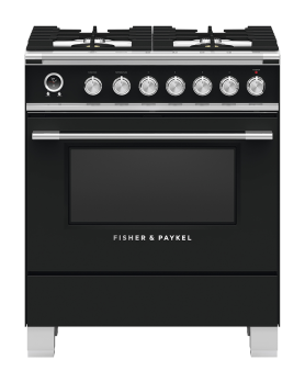 30 in. Gaz Fisher and Paykel Range 3.5 cu.ft with 4 burners in Black OR30SCG6B1  Black  4 Burners     Capacity 3.5 cubic feet   Width 30 inches