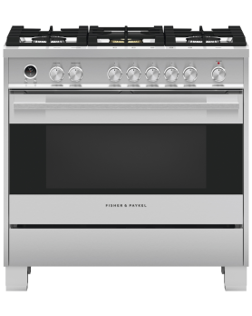 36 in. Gaz Fisher and Paykel Range 4.9 cu.ft with 5 burners in Stainless OR36SDG6X1  Stainless  5 Burners     Capacity 4.9 cubic feet   Width 36 inches