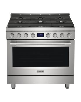 Cuisinière de 36 po. Frigidaire Professional 4.4 pi.cu avec 6 brûleurs en Inox PCFG3670AF  Inox 6 bruleurs     Capacité 4.4 pieds cubes 17,000 BTU Watts  largeur 36 pouces