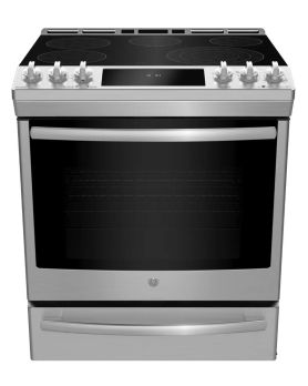 PCS940YMFS100-Ss self.c conv ceran slide in    Stainless  5 Burners     Capacity 6.3 cubic feet   Width 30 inches