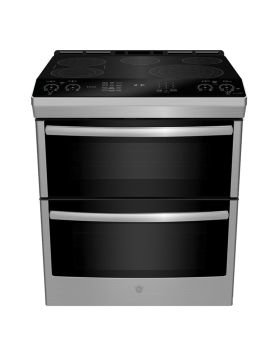 Cuisinière électrique 30 po encastrable, 8 brûleurs radiants, acier inoxydable, série GE Profile PCS980YMFS  Inox 8 bruleurs     Capacité 2.5 pieds cubes 2650W Watts  largeur 30 pouces