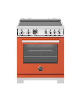 Induction Range, 4 Heating Zones, Electric Self-Clean Oven, 30in, Orange, Bertazzoni PRO304IFEPART  Orange  4 Burners     Capacity 4.6 cubic feet   Width 30 inches
