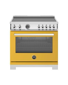 Cuisinière à induction de 36 pouces, 5 Brûleurs et plaque chauffante , four électrique autonettoyant, Jaune, Bertazzoni PRO365ICFEPGIT  Jaune 5 bruleurs     Capacité 5.7 pieds cubes   largeur 36 pouces  présenté par les Spécialistes de l'électroménager