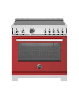 Cuisinière à induction de 36 pouces, 5 Brûleurs et plaque chauffante , four électrique autonettoyant, Rouge, Bertazzoni PRO365ICFEPROT  Rouge 5 bruleurs     Capacité 5.7 pieds cubes   largeur 36 pouces  présenté par les Spécialistes de l'électroménager