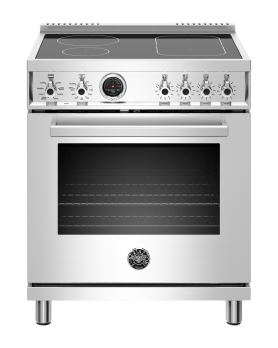 Cuisinière à Induction de 30 po. Bertazzoni 4.6 pi.cu avec 4 brûleurs en Inox PROF304INSXT  Inox 4 bruleurs     Capacité 4.6 pieds cubes 2100 Watts  largeur 30 pouces