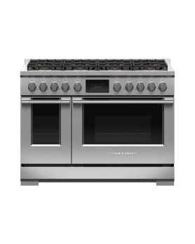 Cuisinière au gaz 48 po autoportante, 8 brûleurs scellés, acier inoxydable, Fisher & Paykel Série 9 Professional RDV3-488-L  Inox 8 bruleurs     Capacité 4.8 pieds cubes 2500W Watts  largeur 48 pouces
