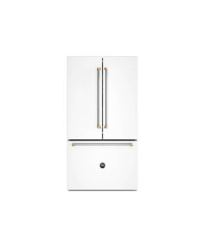 Refrigérateur Bertazzoni RFD36FZNW Blanc Portes françaises largeur 36 pouces Capacité 26.2 pieds cubes