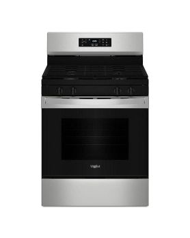 Cuisinière au gaz 30 po autoportante, 4 brûleurs scellés, acier inoxydable, Whirlpool® WFGS3530RS  Inox 4 bruleurs     Capacité 5 pieds cubes   largeur 30 pouces
