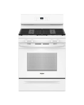 Cuisinière au gaz 30 po autoportante, 4 brûleurs scellés, blanche, Whirlpool® WFGS3530RW  Blanc 4 bruleurs     Capacité 5 pieds cubes   largeur 30 pouces