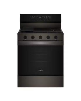 Cuisinière au gaz 30 po autoportante, 5 brûleurs scellés, acier inoxydable noir, Whirlpool® WFGS7530RV  Inox Noir 5 bruleurs     Capacité 5.3 pieds cubes   largeur 30 pouces