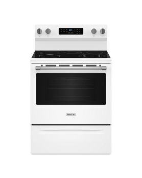 Electric range 30 in. freestanding, with 5 radiant burners, white, Maytag YMFES6030RW  White  5 Burners     Capacity 5.3 cubic feet  2400W Watts  Width 30 inches