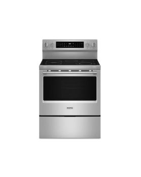 Electric range 30 in. freestanding, with 5 radiant burners, stainless steel, Maytag YMFES8030RZ  Stainless  5 Burners     Capacity 5.3 cubic feet  2400W Watts  Width 30 inches