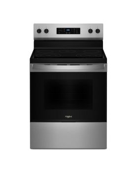 Cuisinière électrique 30 po autoportante, 5 brûleurs radiants, acier inoxydable, Whirlpool® YWFES3330RZ  Inox 5 bruleurs     Capacité 5.3 pieds cubes 2400W Watts  largeur 30 pouces