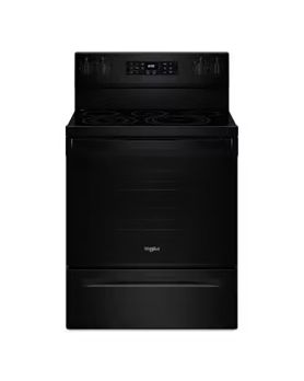 Electric range 30 in. freestanding, with 5 Radiant, black, Whirlpool YWFES5030RB  Black  5 Burners     Capacity 5.3 cubic feet  2400W Watts  Width 30 inches