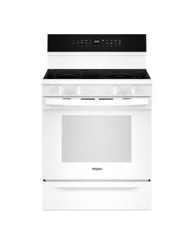 Cuisinière électrique 30 po autoportante, 5 brûleurs radiants, blanc, Whirlpool® YWFES7530RW  Blanc 5 bruleurs     Capacité 5.3 pieds cubes 2400W Watts  largeur 30 pouces