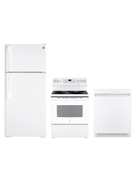 GE White Kitchen Set GTE17DTNRWW-JCB840DVWW-GDT225SGLWW