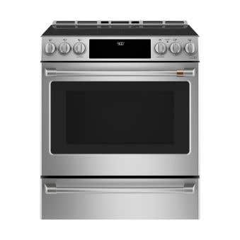 30 in. Induction GE Café Range 5.7 cu.ft with 5 burners in Stainless CCHS900P2MS1  Stainless  5 Burners     Capacity 5.7 cubic feet  2850 Watts  Width 30 inches