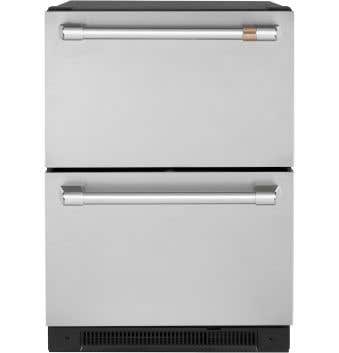 Tiroir réfrigérant double, encastrable sous comptoir, 5.7 pi. cu. 24 po., inox GE Café CDE06RP2NS1  Inox    largeur 24 pouces présenté par Corbeil