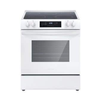 Cuisinière autoportante électrique de 30 po à commandes frontales, 5 Brûleurs, Blanc, Frigidaire FCFE306CAW Blanc avec ventilation intégrée  5 éléments   2500W watts largeur 30 pouces